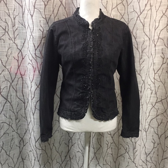 black denim jacket with rhinestones